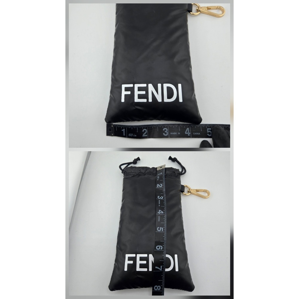 Fendi Black Padded Drawstring Phone Pouch Bag Charm with Gold Hardware - Picture 6 of 6